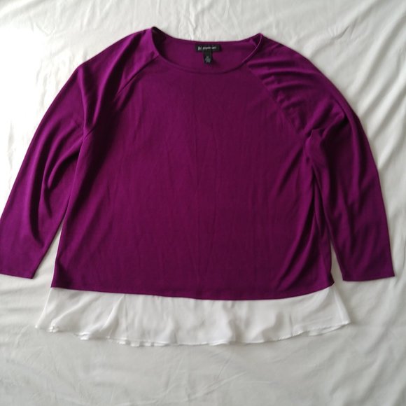 INC International Concepts Women's Faux-Layered Sweater 2X Purple - Picture 9 of 12